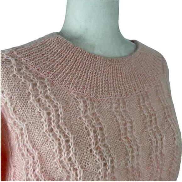 Vintage 80s Lowell & Whitney Kid Mohair Pullover Sweater Pink Size Medium - Picture 5 of 13